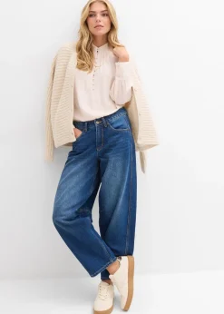 Jean barrel taille mi-haute