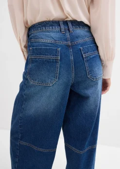 Jean barrel taille mi-haute