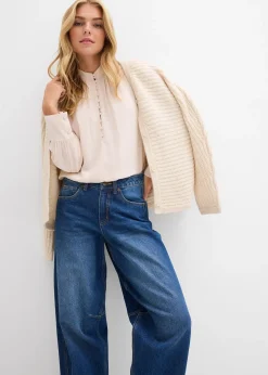 Jean barrel taille mi-haute