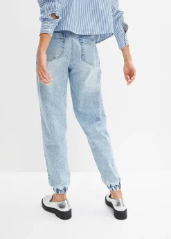 Jean barrel, taille mi-haute et élastiquée