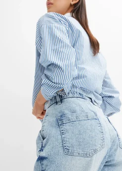 Jean barrel, taille mi-haute et élastiquée