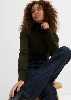 Jean bootcut taille haute élastiquée