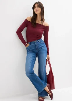 Jean bootcut, taille mi-haute