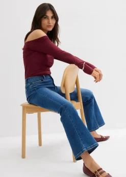 Jean bootcut, taille mi-haute