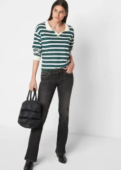 Jean bootcut taille mi-haute, extensible et confortable