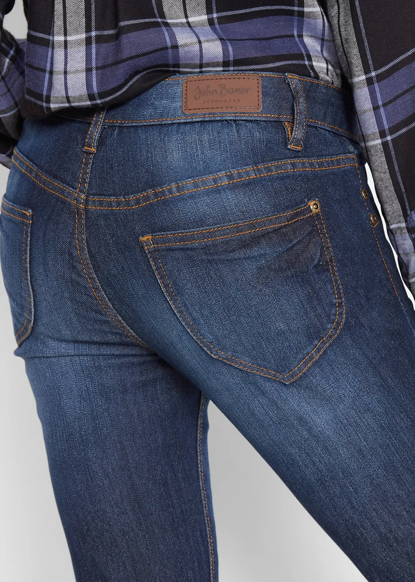 Jean bootcut taille mi-haute, extensible et confortable