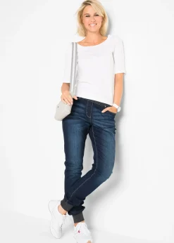 Jean Boyfriend, taille mi-haute élastiquée