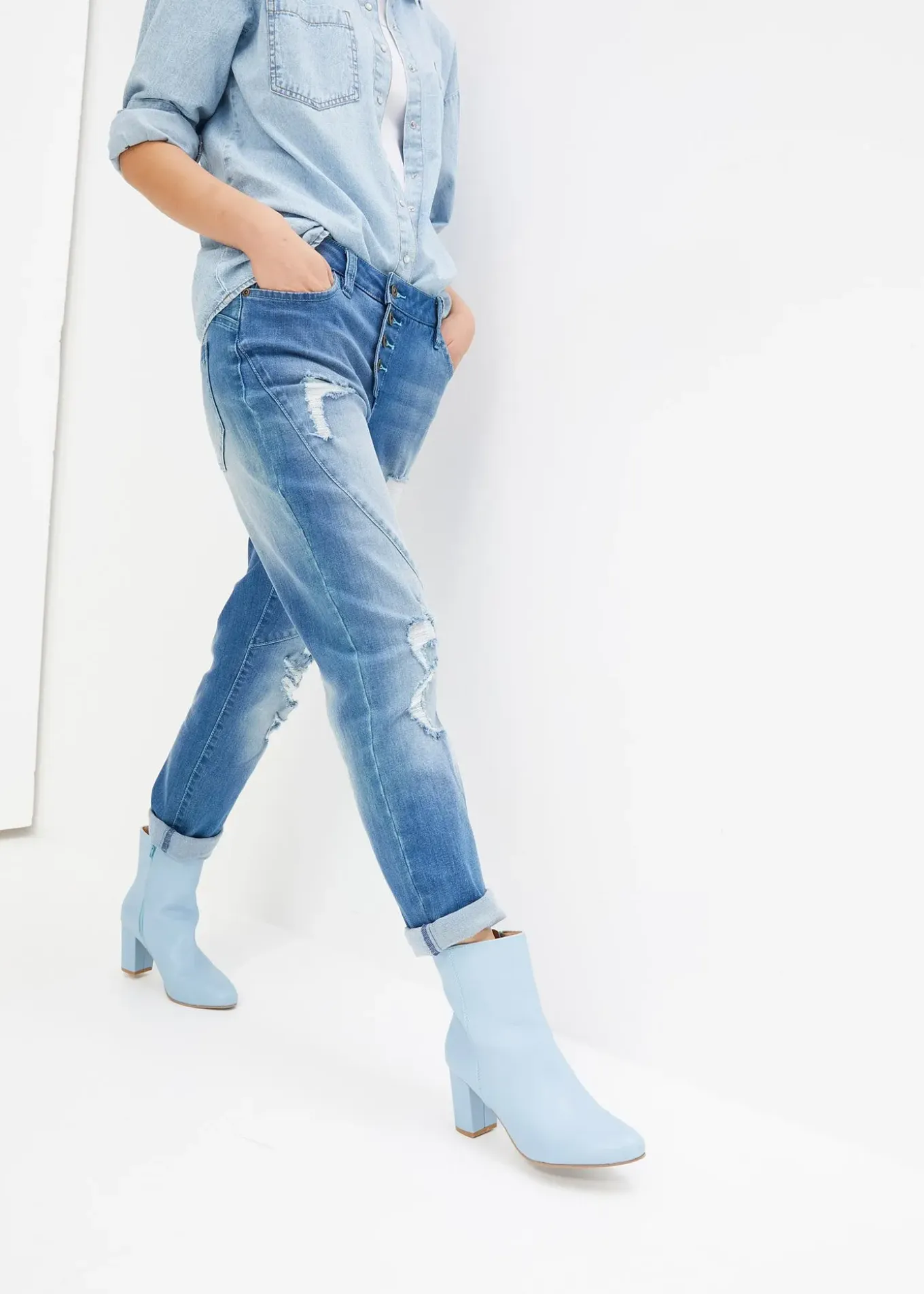 Jean boyfriend taille mi-haute
