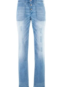 Jean boyfriend taille mi-haute, stretch confort
