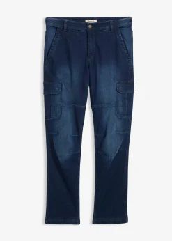 Jean cargo avec doublure thermique en flanelle et taille élastiquée, droit