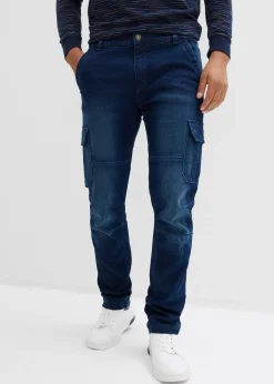 Jean cargo avec doublure thermique en flanelle et taille élastiquée, droit