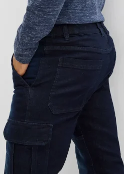 Jean cargo avec doublure thermique en flanelle et taille élastiquée, droit