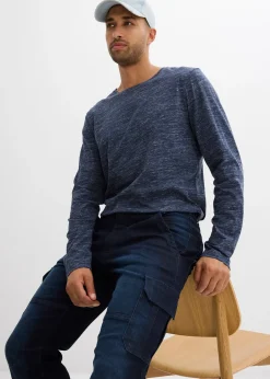 Jean cargo avec doublure thermique en flanelle et taille élastiquée, droit