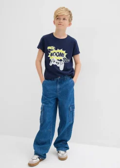 Jean cargo droit et loose, taille réglable