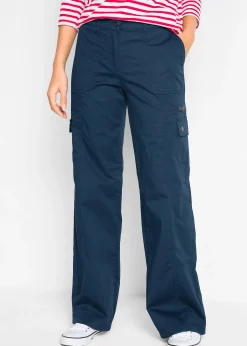 Jean cargo en coton, taille mi-haute