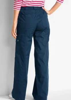 Jean cargo en coton, taille mi-haute