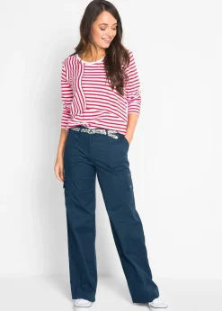 Jean cargo en coton, taille mi-haute