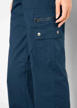 Jean cargo en coton, taille mi-haute