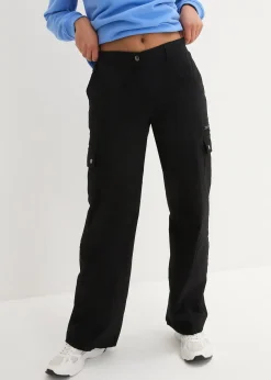 Jean cargo en coton, taille mi-haute