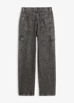 Jean cargo loose à taille réglable, droit
