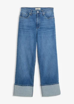 Jean droit à revers, taille haute