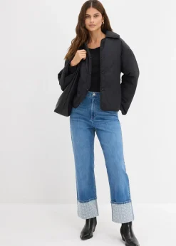 Jean droit à revers, taille haute