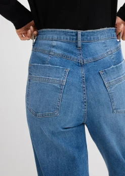 Jean droit à revers, taille haute