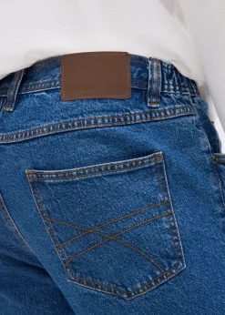 Jean droit classique, taille élastiquée