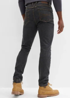 Jean droit classique, taille élastiquée