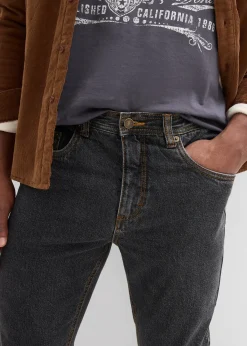 Jean droit classique, taille élastiquée