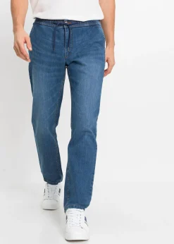 Jean droit et léger à taille élastiquée, regular
