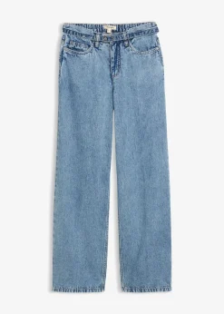Jean droit et loose, taille mi-haute, coton