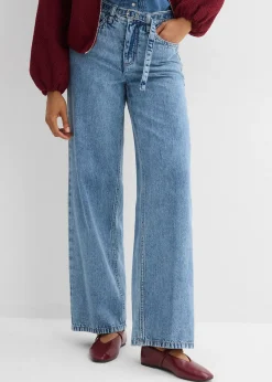 Jean droit et loose, taille mi-haute, coton