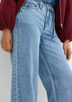 Jean droit et loose, taille mi-haute, coton