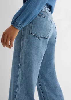 Jean droit et loose, taille mi-haute, coton
