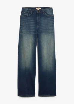 Jean droit et loose, taille haute, peu extensible