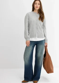 Jean droit et loose, taille haute, peu extensible