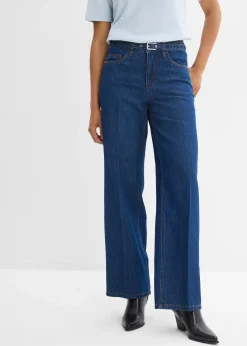 Jean droit et loose, taille mi-haute, coton