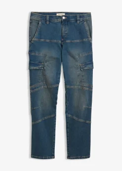 Jean droit extensible, poches cargo, regular