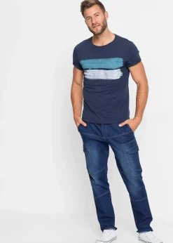 Jean droit extensible, poches cargo, regular