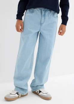 Jean droit, loose, à taille élastiquée