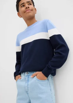 Jean droit, loose, à taille élastiquée