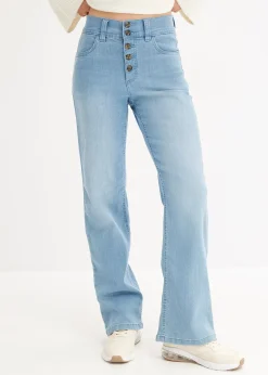 Jean droit taille haute, extensible