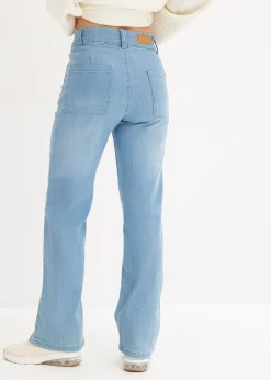 Jean droit taille haute, extensible