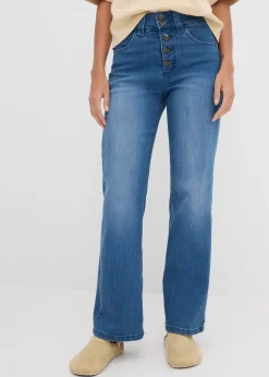 Jean droit taille haute, extensible