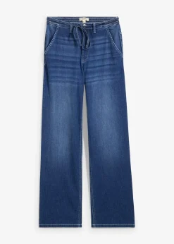 Jean droit taille haute élastiquée, loose