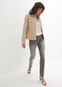 Jean droit taille mi-haute et élastiquée, très extensible