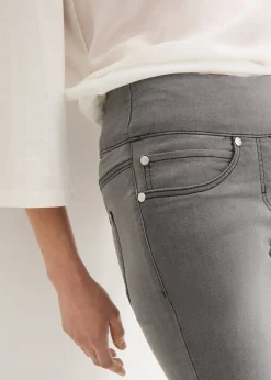 Jean droit taille mi-haute et élastiquée, très extensible