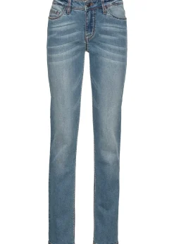 Jean droit taille mi-haute, extensible