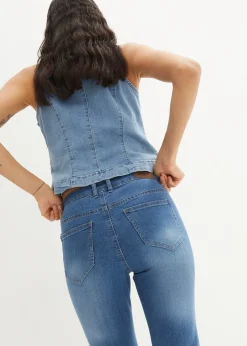 Jean droit taille mi-haute, extensible